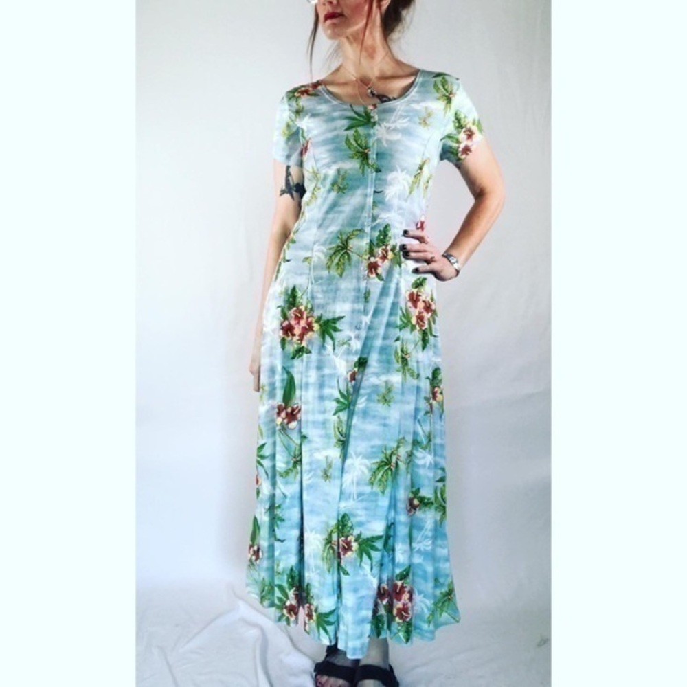 Vintage Alice Designs Topical Floral Maxi Dress